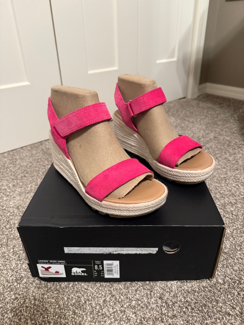 Sorel Pink Suede Cameron Wedge Sandal